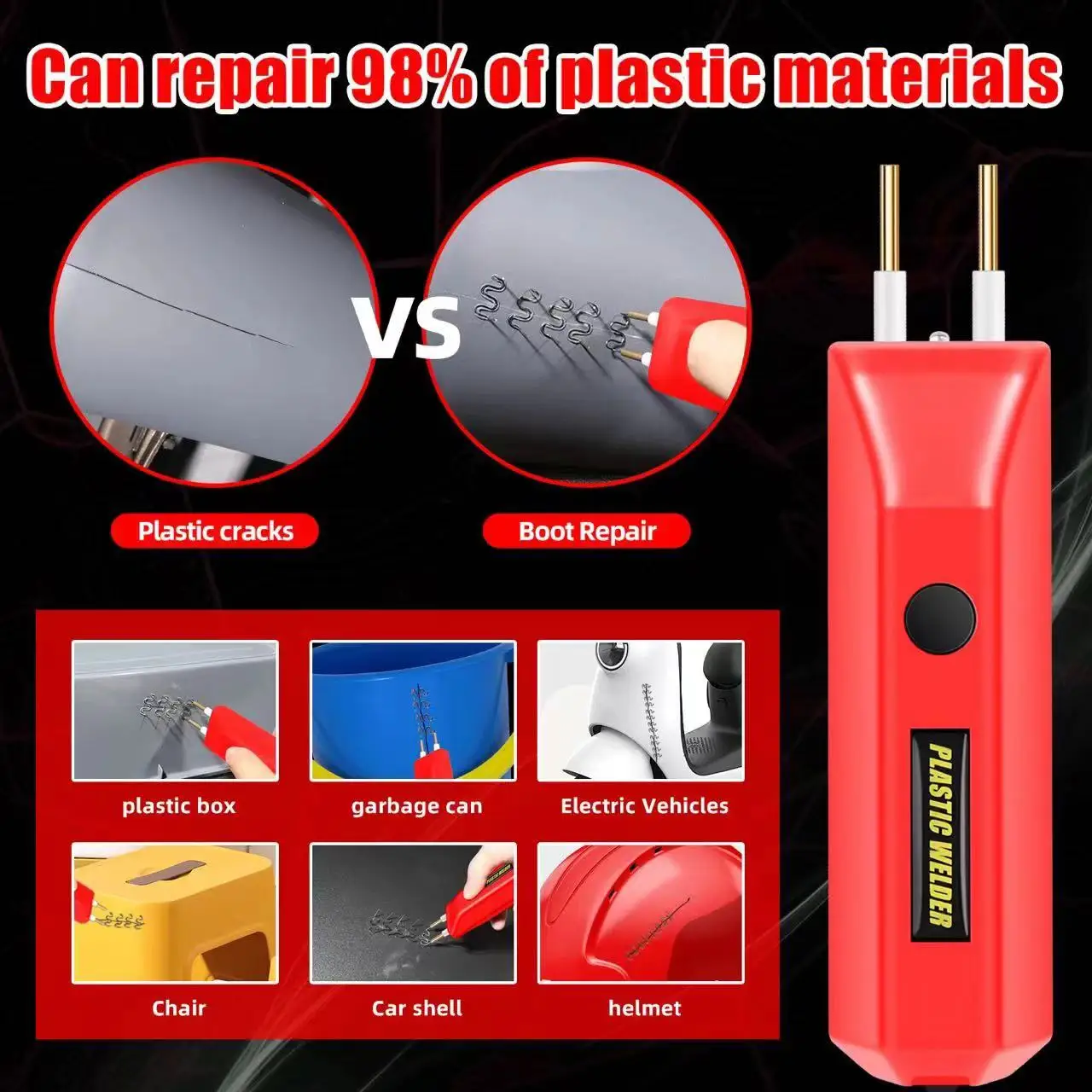 USB charging Cordless Plastic Welder Tool Kit,, Portable Convertible angle Hot Stapler, Car Bumper Repair Plastic Crack