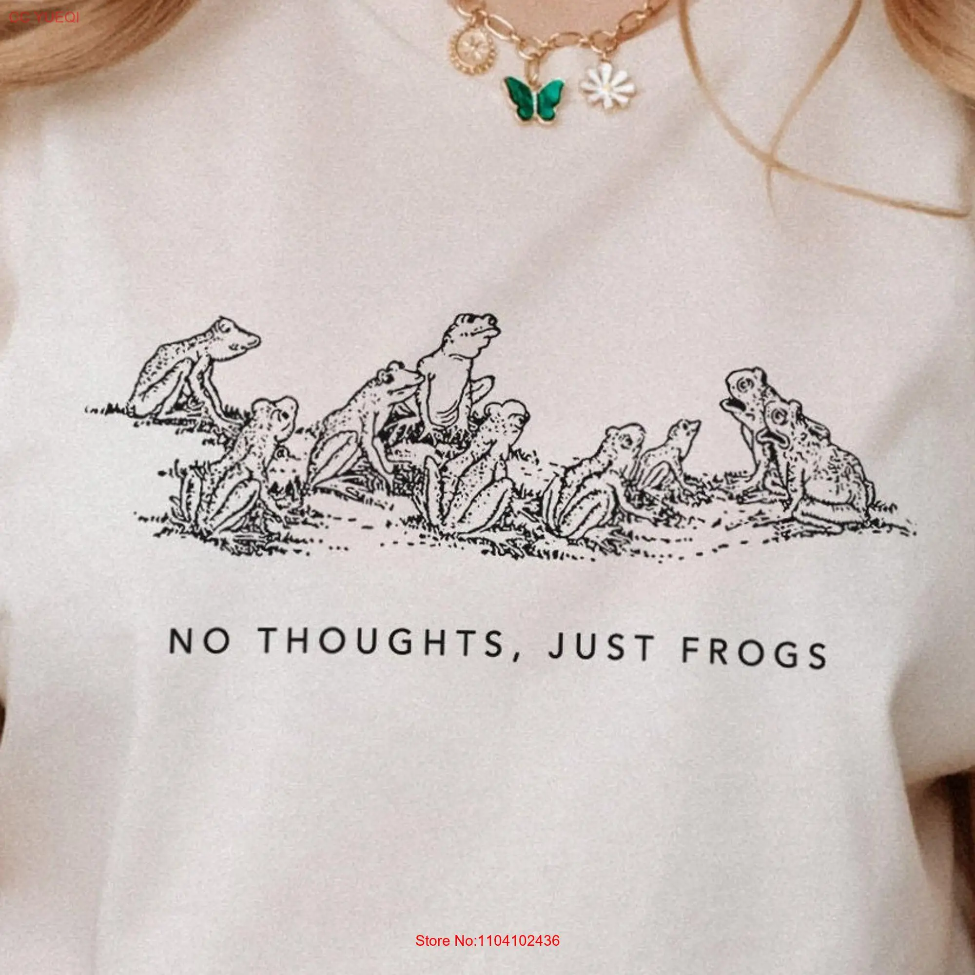 No thoughts Just Frogs Funny Meme T Shirt Trending Toad zoology Cute minimal design long or short sleeves