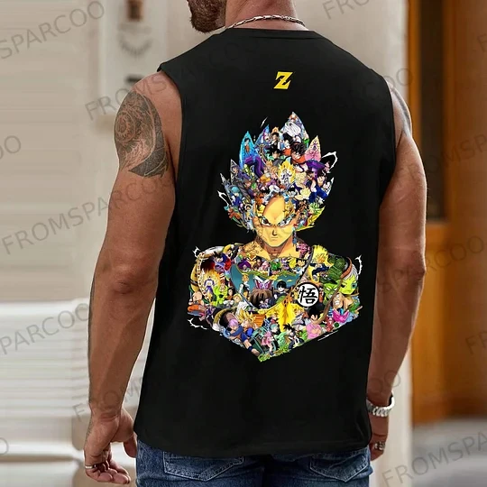 

Men S Dragon Ball Z Goku Super Saiyan Blue Anime Collage Print Muscle Tank Top Sleeveless Shirt for Gym Workout Streetwear
