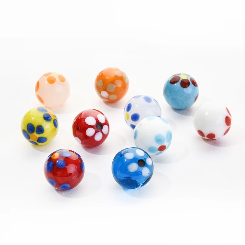 10PCS Glass Ball 16mm Cream Console Game Pinball Small Marbles Pat Toys Parent- Child Beads Bouncing Ball Machine Cattle