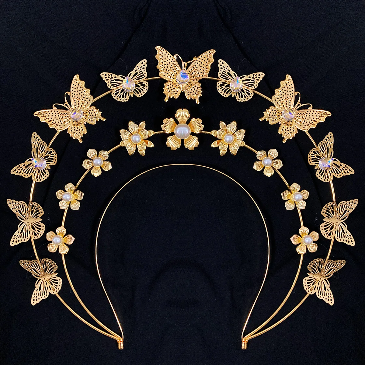 Handgemachte Celestial Schmetterling Sonne Halo Crown Mond Kind Kopfschmuck Hochzeit Engel Tiara Scheinwerfer Mutterschaft Foto Requisiten Boho Braut