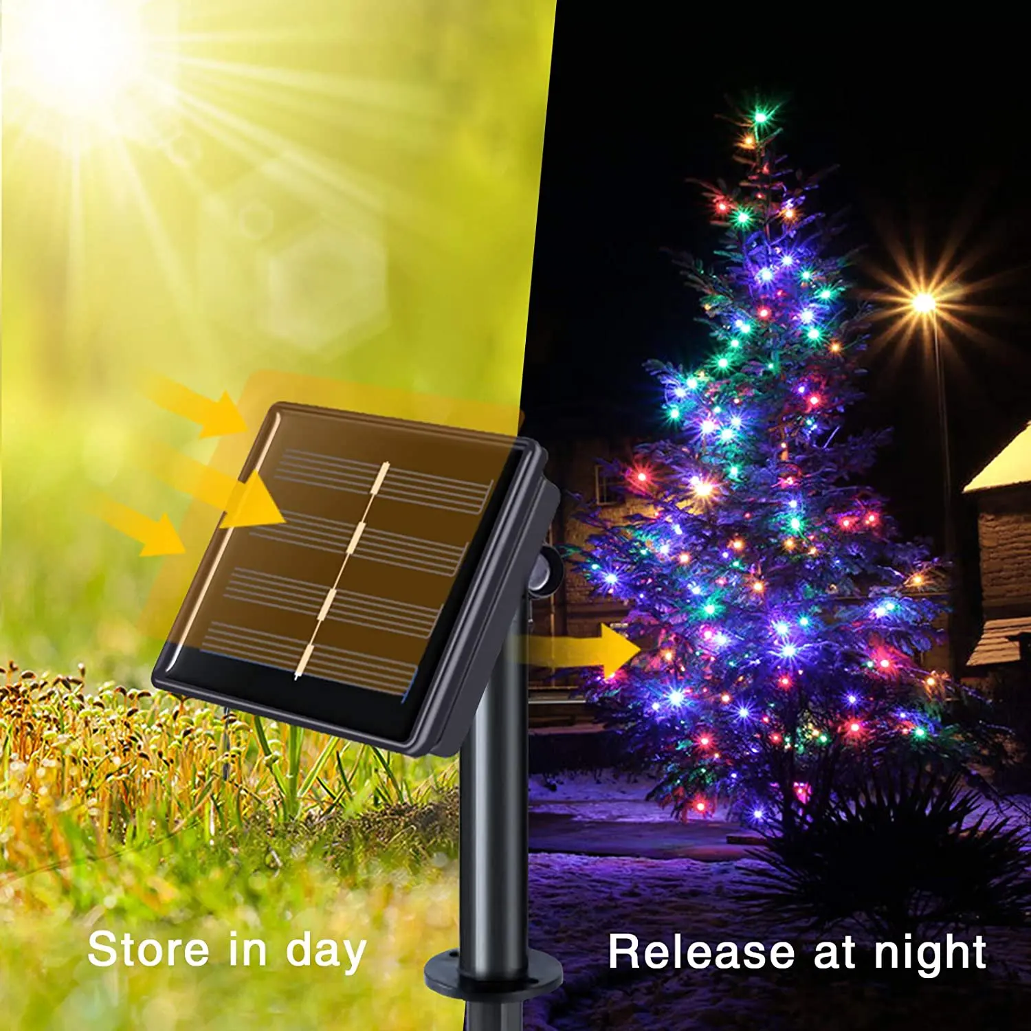 2pcs LED Solar String Lights Holiday Decorative Lights Garden Outdoor Waterproof Lights 8 Functions