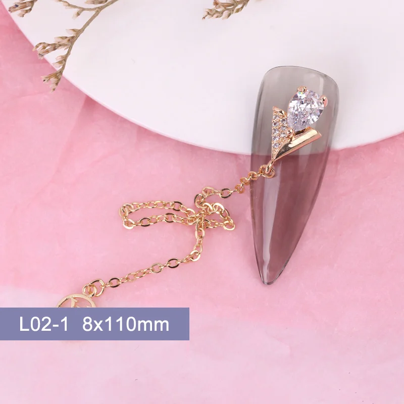 10pcs Luxury Brand Water Drop Chain Zircon Nail Art Crystals Jewelry Rhinestone Nails Accessories Supplies Decorations Charms