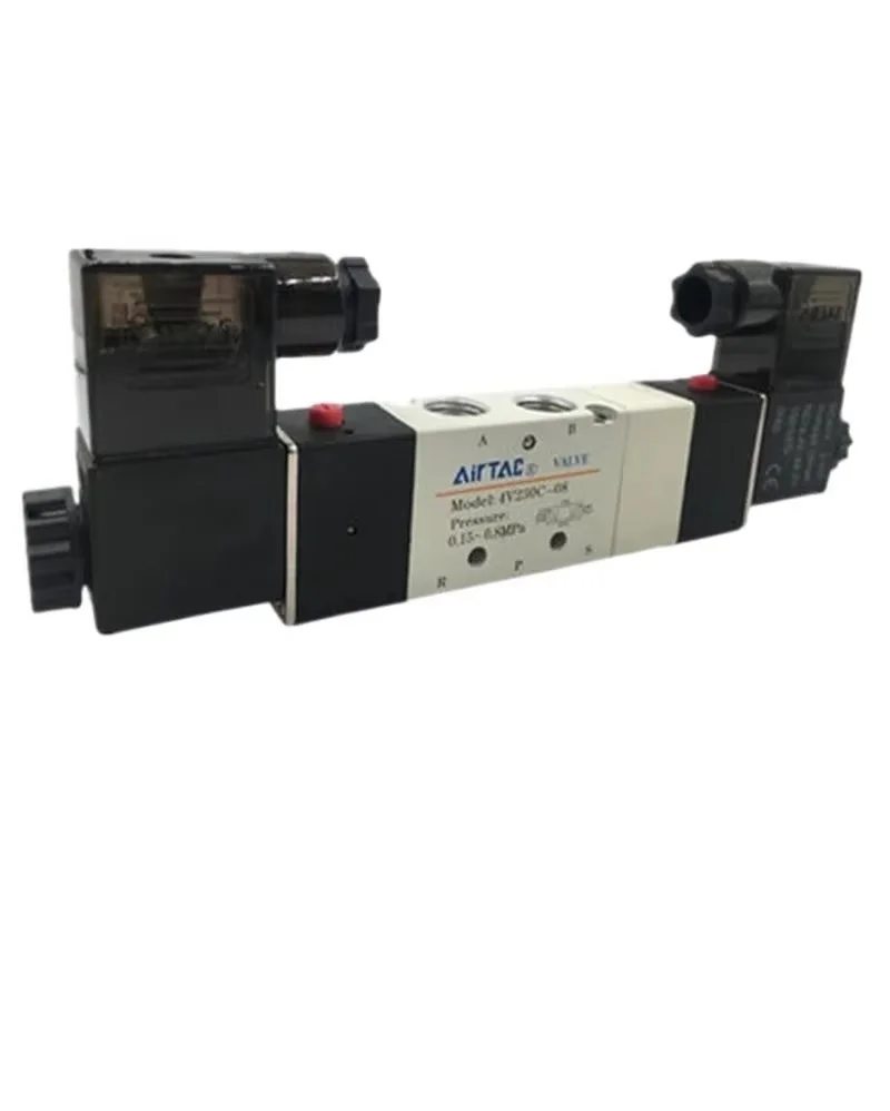 

4V220-08B High quality 1/4" 2 Position 5 Port Air Solenoid Valve 4V220-08B Pneumatic Control Valve, DC 24V