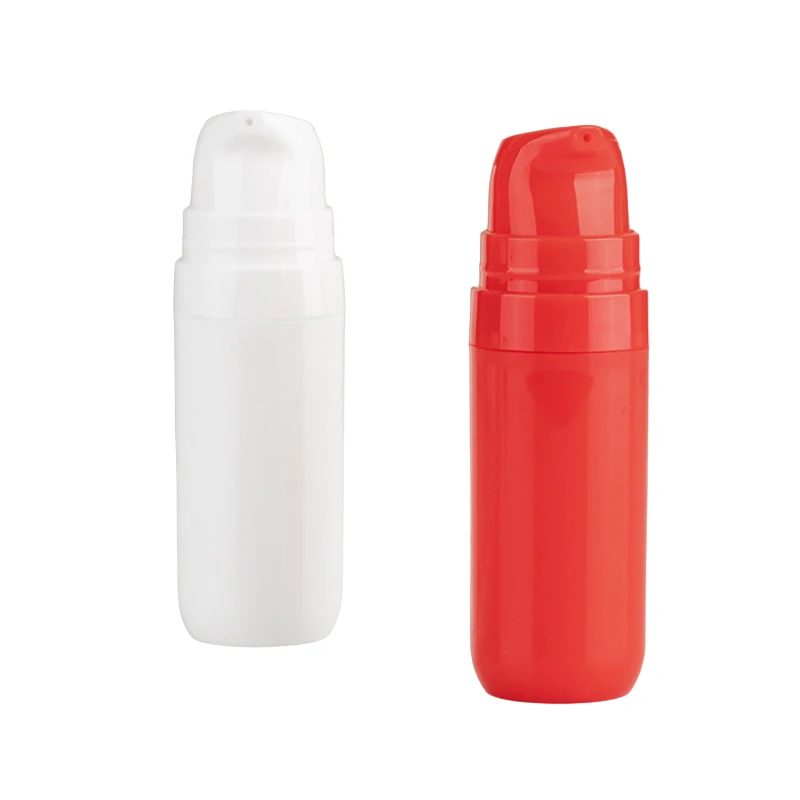 Garrafas De Loção Recarregáveis, Branco Vermelho Airless Bomba De Vácuo, Recipiente De Artigos De Higiene Pessoal, Garrafa Cosmética De Plástico Vazio, 10ml