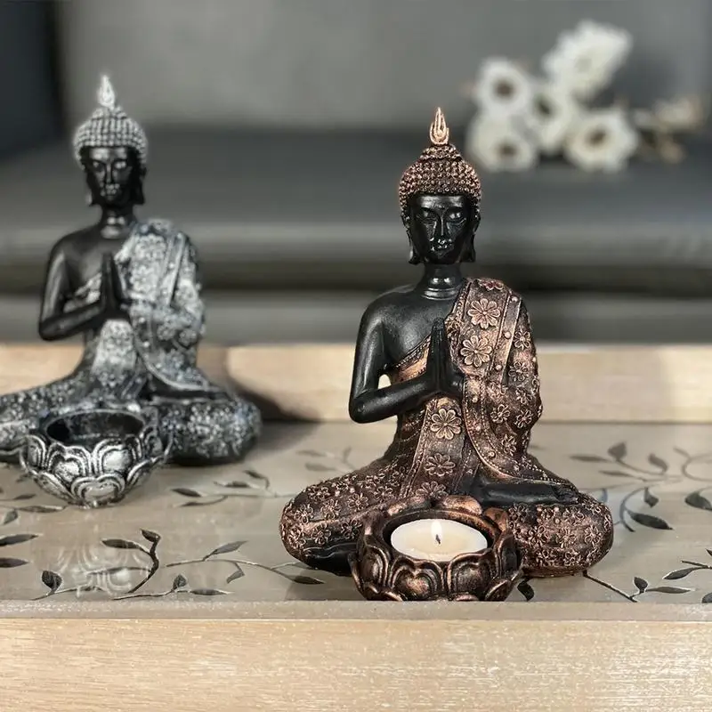 1 Pcs Buddha Face Candle Holder Zen Culture Buddhism Exquisite Yin-Yang Energy Candle Buddha Statue Candle Holder for Home Decor