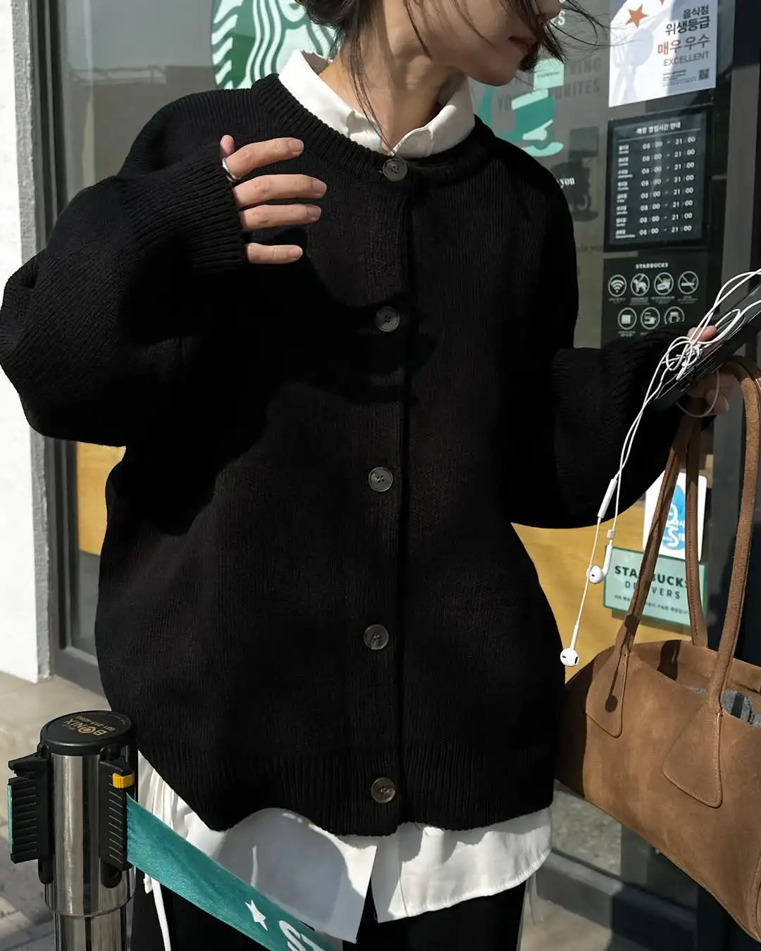 메리노 100% 울 여성 라운드 넥 버튼 가디건 루즈핏 가을 겨울 캐주얼 패션 니트 캐시미어 스웨터