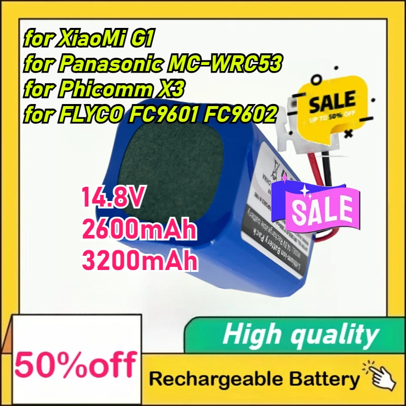 

14.8V 2600mAh 3200mAh for XiaoMi G1 for Panasonic MC-WRC53 for Phicomm X3 for FLYCO FC9601 FC9602 Robot Vacuum Cleaner Battery
