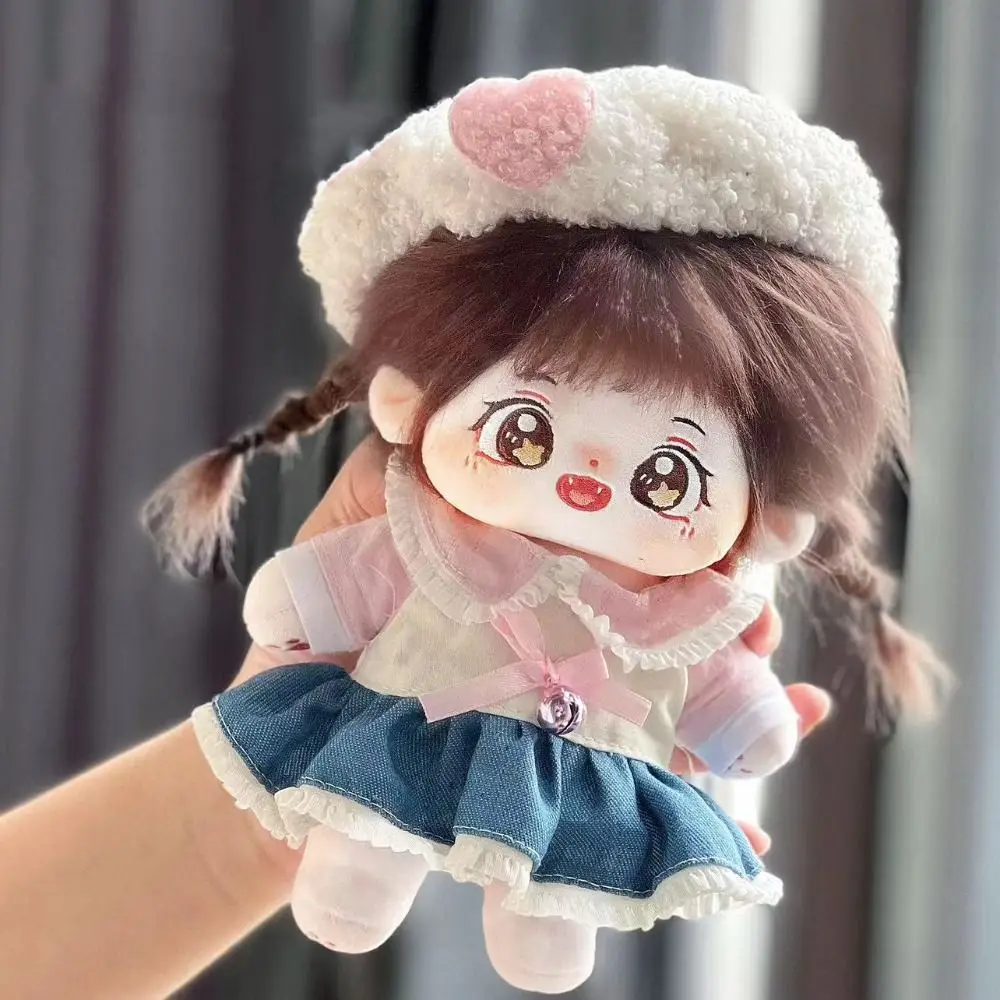 Set di orecchie di gatto carino Abito da bambola in cotone da 20 cm Abbigliamento fai da te Vestire vestiti per bambole idol Gonna da principessa Accessori per vestiti rosa