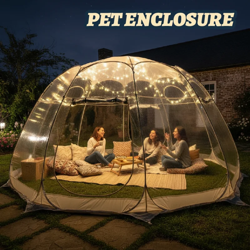 Quick-Set Bubble Tent Camping Pod Windproof Cold-Resistant PVC Outdoor Shelter String Lights Included for Nighttime Ambiance
