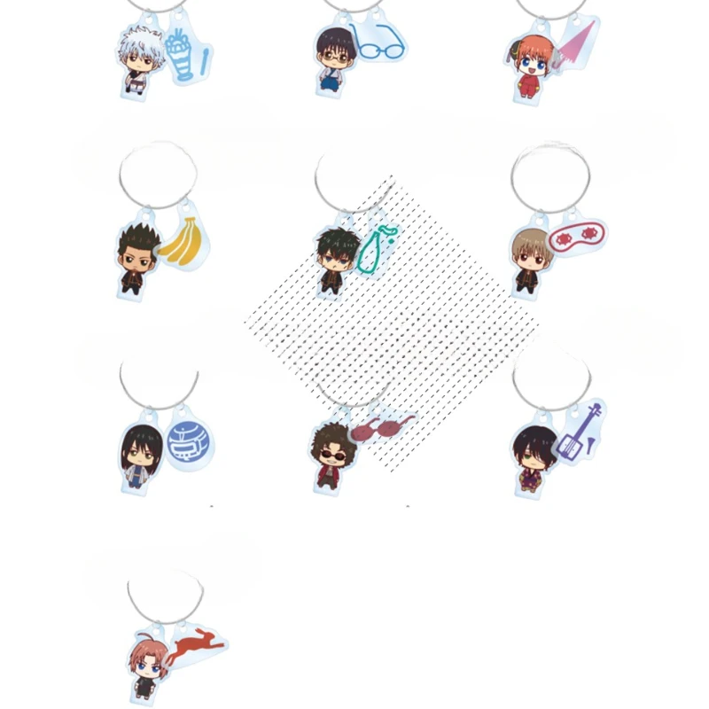 Anime Kagura Sakata Gintoki Hijikata Toshirou Katsura Kotarou Keychain Doll Game Acrylic Keyring Pendant Gift