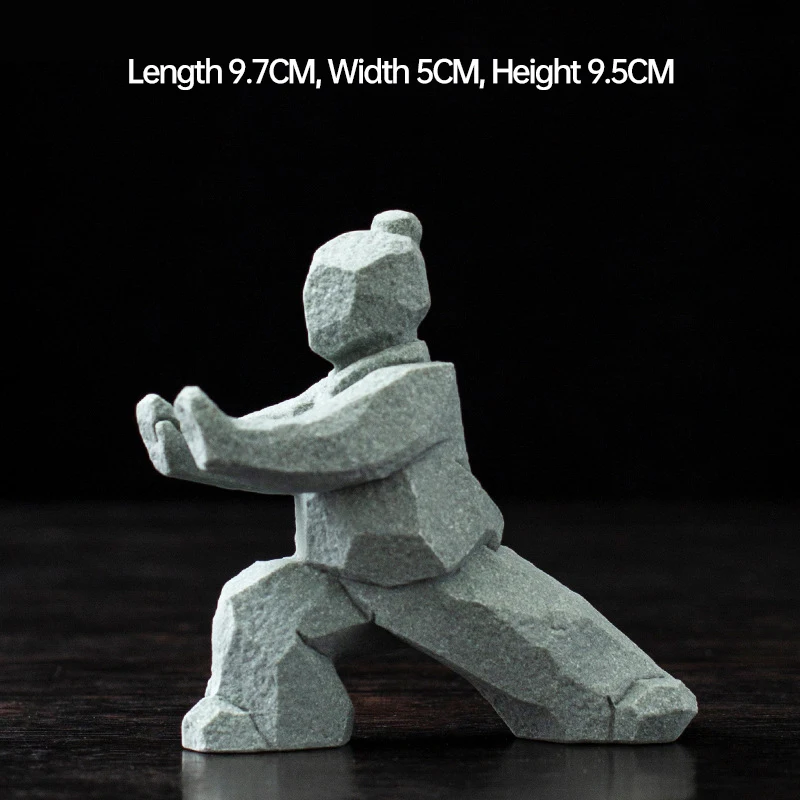 

Traditional Chinese Tai Chi Warrior Figurine Stone Kung Fu Art Sculpture for Home Office Tea Table Decoration Gift