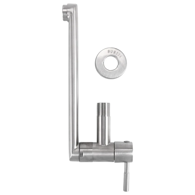 

AA94-Kitchen Faucet 180 Degree Rotation Sink Mop Pool Tap Stainless Steel Lengthened Wall Mounted Single Cold Water Faucets