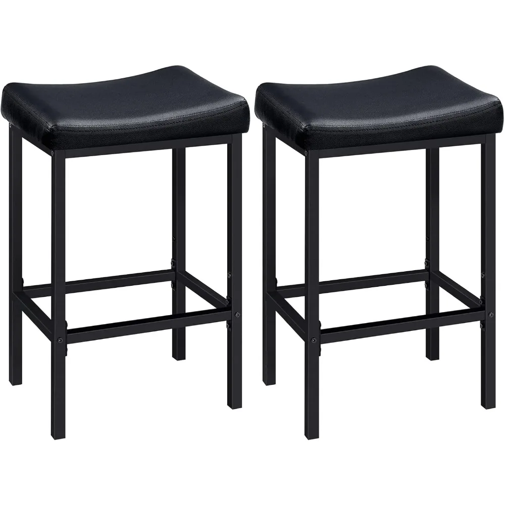 Bar Stools, Set of 2 Bar Chairs, Counter Height Stools, Saddle Stools with Curved Surface, Kitchen Stools, 24.8 Inches