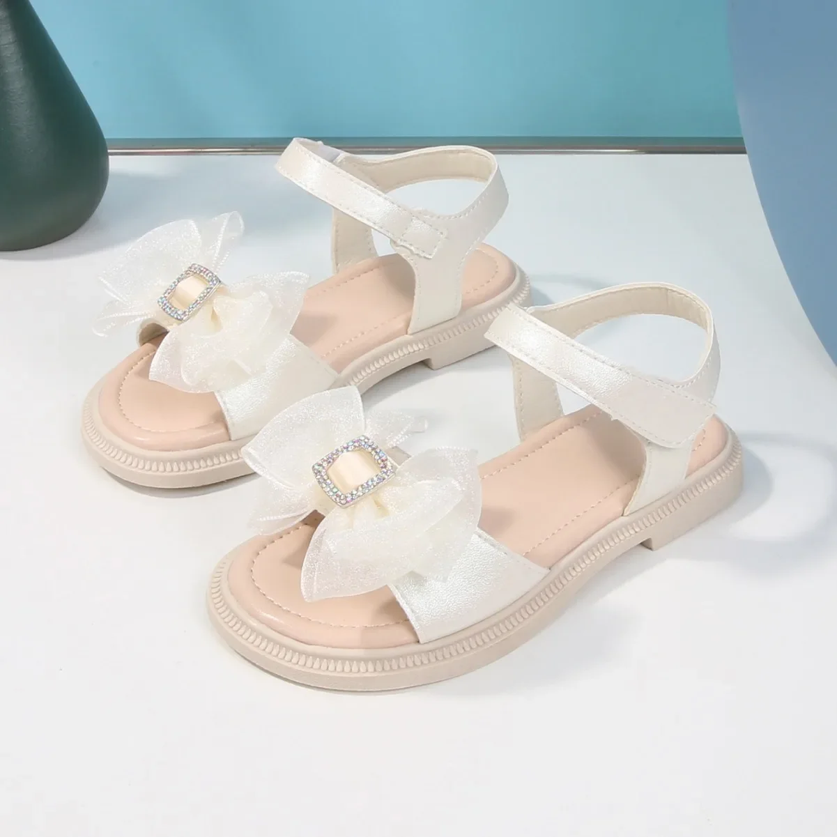 

Children's Sandals Summer New Fashion Bow Baby Girl Princess Shoes Soft Sole Open Toe Breathable Children's Beach Shoes