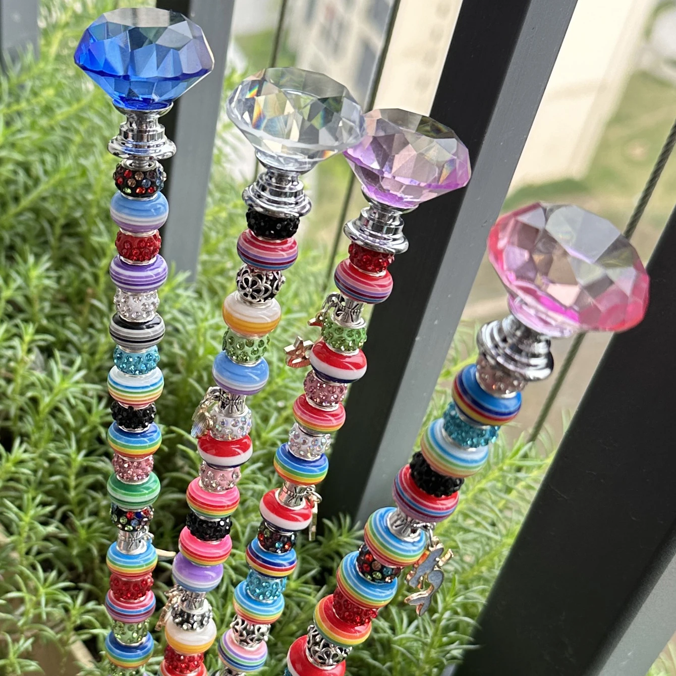 1 stücke 14 Zoll bunte Juwelen Garten Pfahl für Feen garten und Topfpflanze Pfahl Kristall Pflanzer Pfahl Pflanze bling