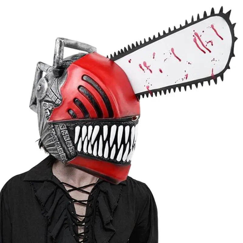 Anime Chainsaw Man Mask with Hand Saw Entire Chainsaw Man Denji Cosplay Props for Halloween Birthday Party Carnival