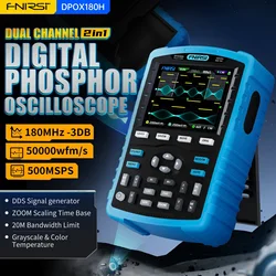 FNIRSI DPOX180H Digital Phosphor Oscilloscope 2 Channels 20MHz Signal Generator 180MHz-3DB Analog Bandwidth 500MSPS XY Mode FFT