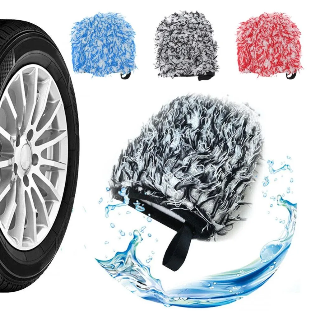 Double-Side Wheel Detailer Wash Glove Microfiber Finger Pocket Wheel Hub Cleaning Gloves Car Cleaning Accessories