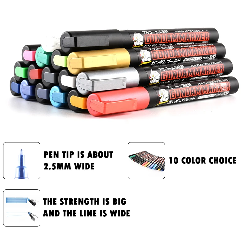 Model Marker Pen Gundam Model Color Oily Marker GM Marker Pencil Spray Paint Pen Set Model Spray Change Color 10 Color Choice