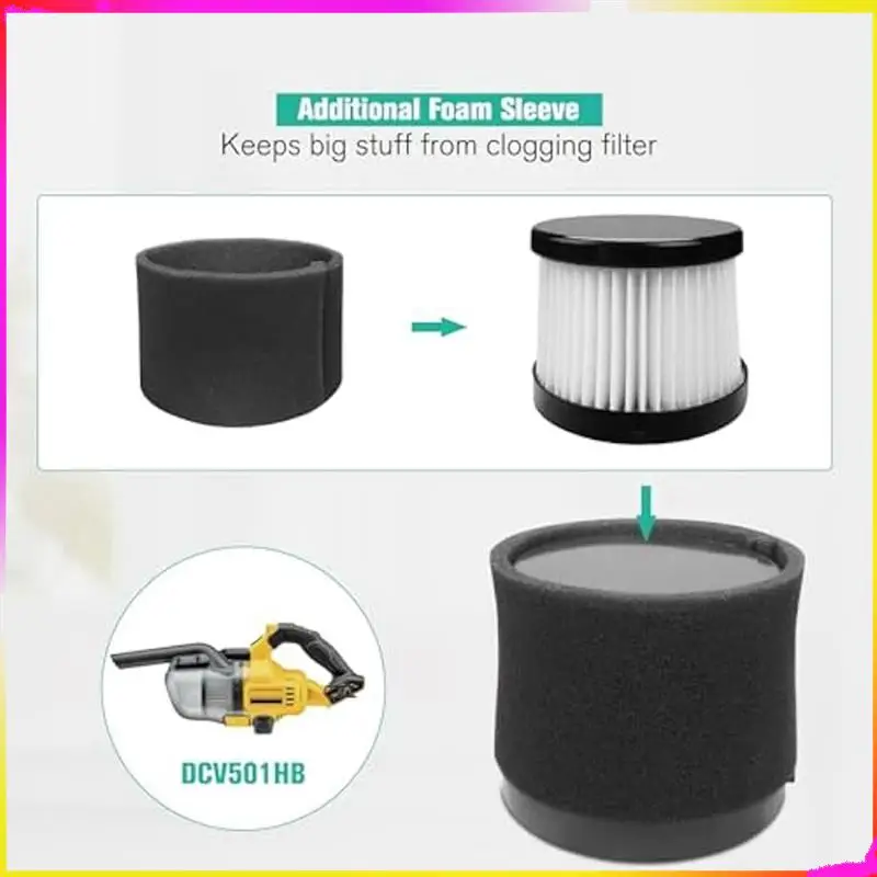 M04K 4Pcs DCV501HB 필터 20V 진공 무선 휴대용 진공 액세서리 부품 DCV5011H에 적합. 10팩 폼 필터