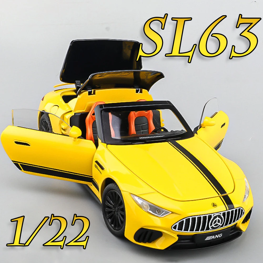 1:22 SL63 GTR Modellauto Spielzeug Sportwagen Legierung Druckguss Miniatur Supercars Türen zum Öffnen Vorderradlenkung Sound Licht Geschenke