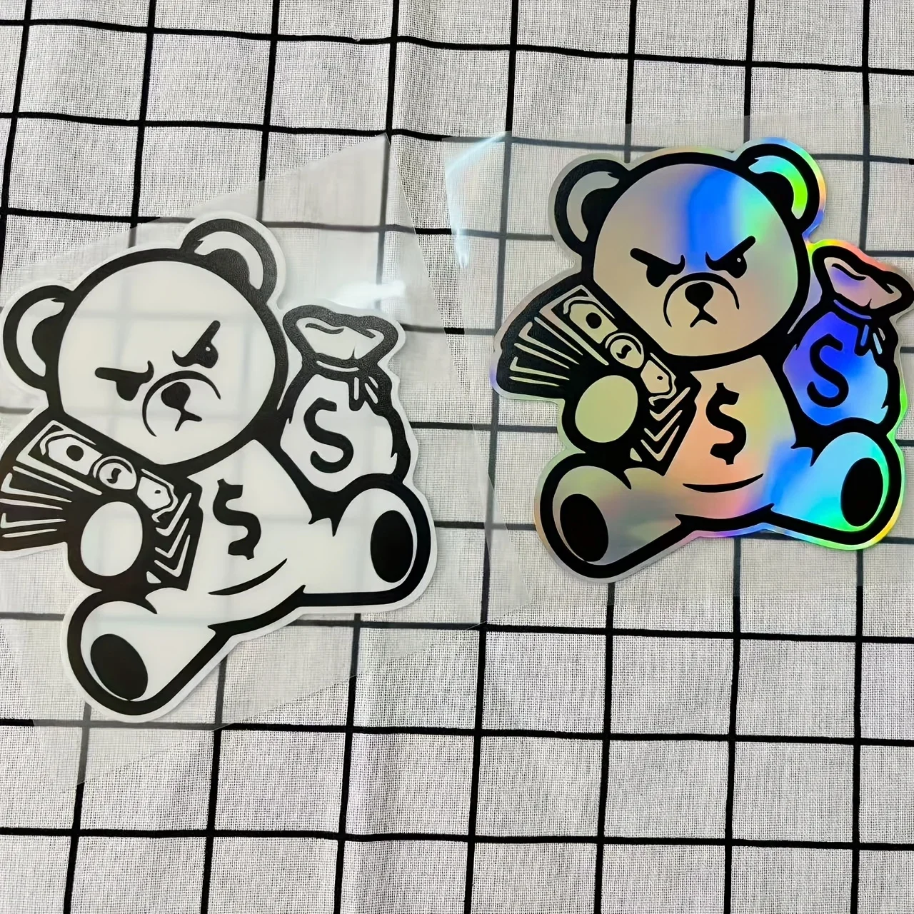 

1Pc Laser Effect Violent Bear Motorcycle Sticker - Waterproof Durable Self-Adhesive Decor Decal, High Viscosity Vinyl Sticker