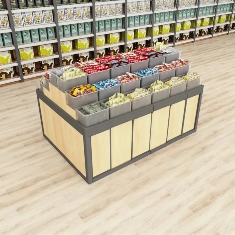 GZ-11 Supermarket Bulk Snack Shelf Multigrain Dried Fruit Candy Fried Goods Store Goods Commercial Round Bulk  Display Cabinet