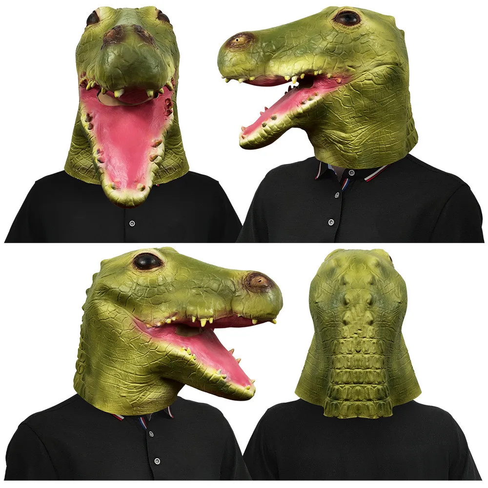 Latex Krokodil-Alligator-Kopfmaske für Erwachsene Halloween Weihnachtsfeier Kostüm – Detail 1
