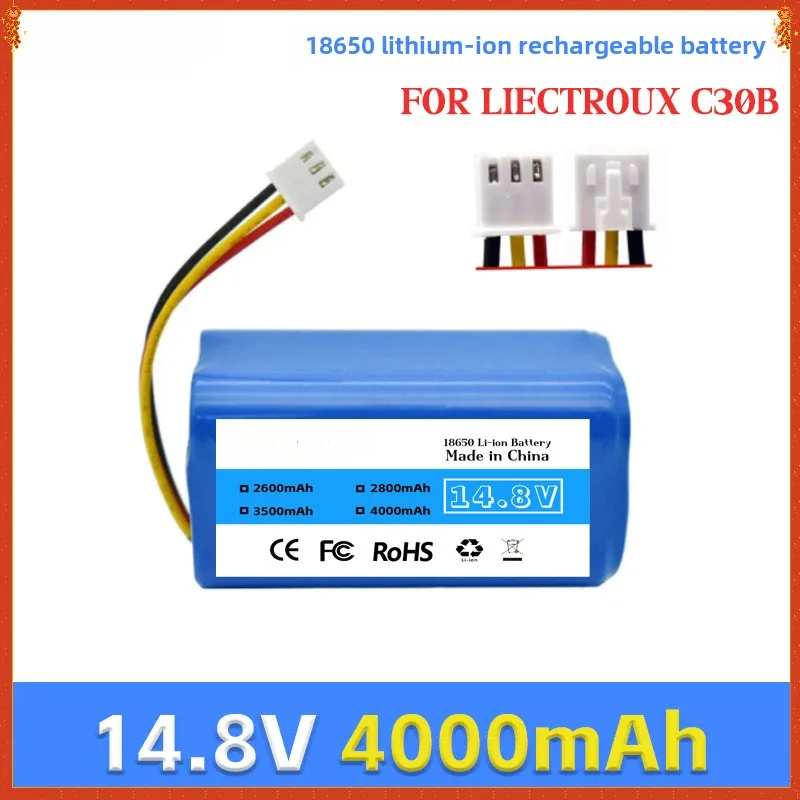 For LIECTROUX C30B 2600 Imou Rv-l11-A Bagotte BG800 KyvolE31 Coredy R750 Laresar Grande 2 Sweeping Robot Battery 14.8V 4000mAh