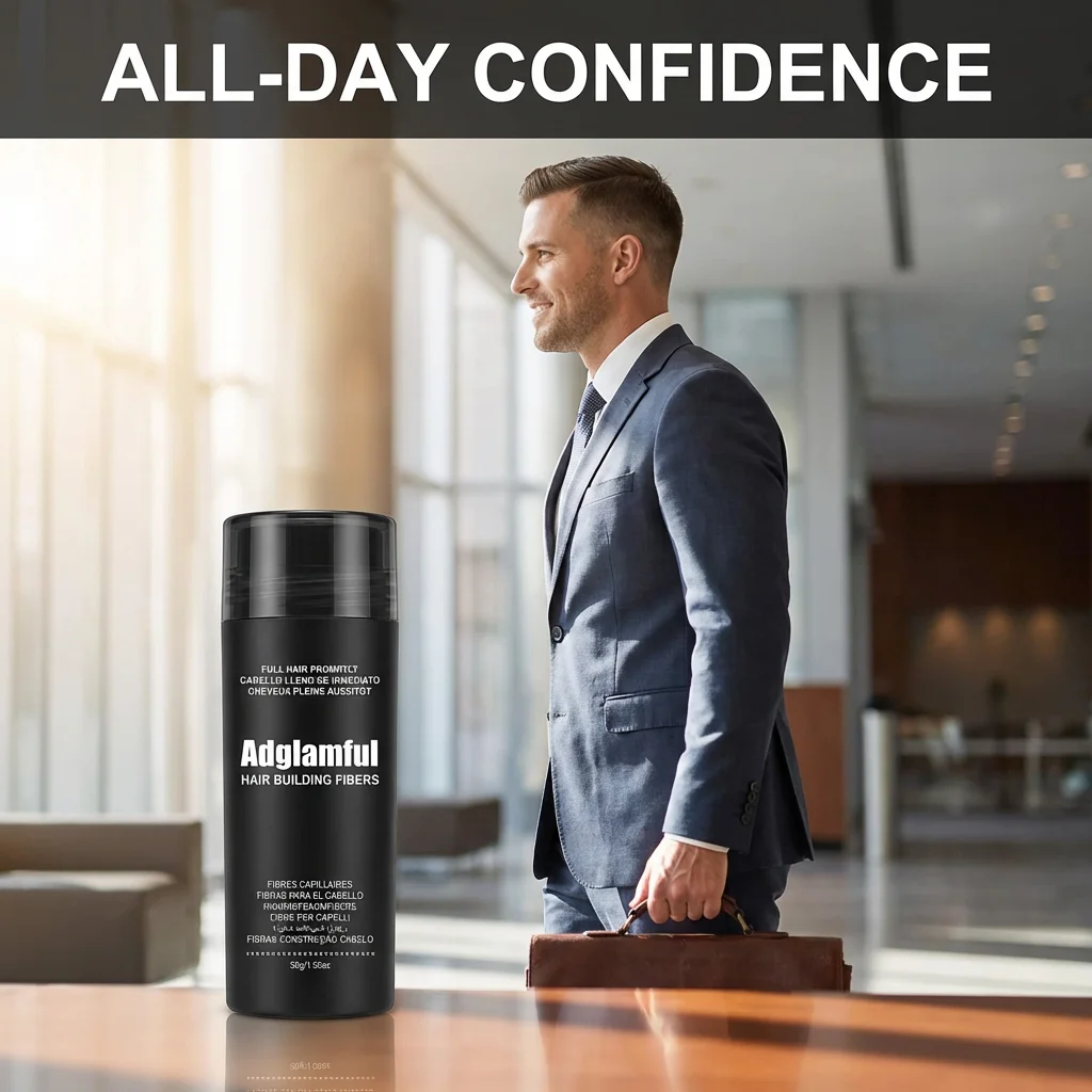 Aadglamful Faserpuder 30g: Verleiht dem Haar optisch Volumen, füllt Haaransätze auf, Unisex, ideal für Partys, Dates und besondere Anlässe. – Detail 6