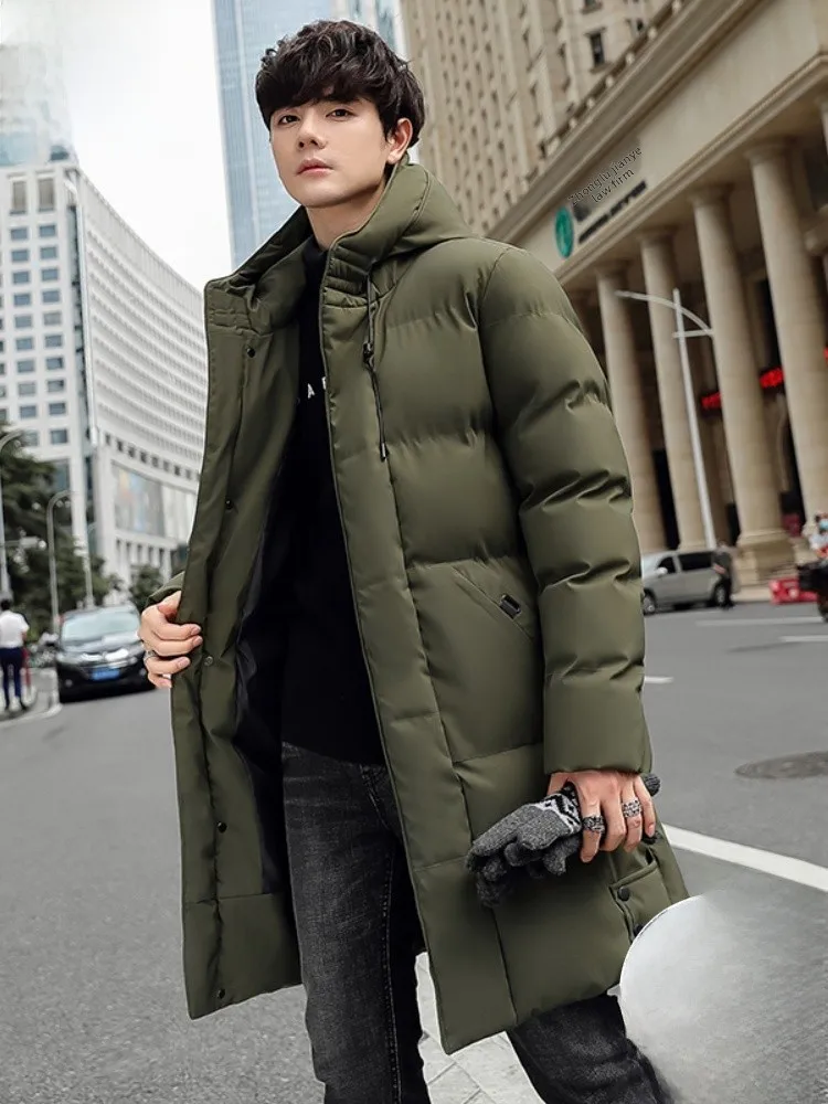 

Paul Men's plus Size down Jaet Autumn Winter Warm Thi Coat Military een Du Cloth Men's Anti-Cold Medium-Length Outerwear