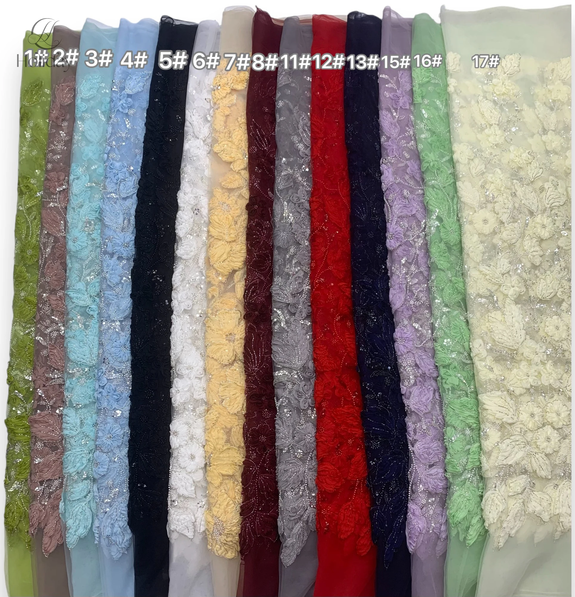 Hot Sale Unique Design Africa High Quality Handmade Beautiful 3D Embroidery Beads With Sequins For Wedding or Party Dress