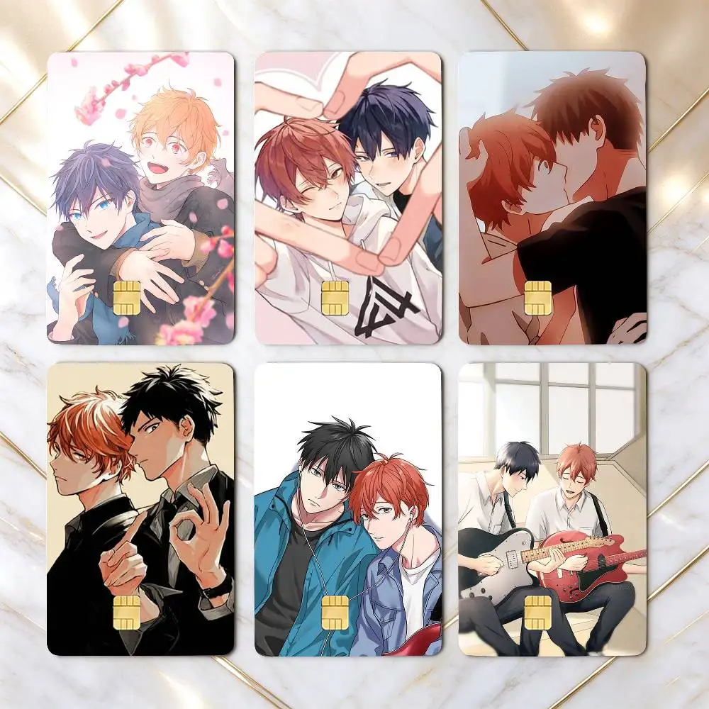 Given BL Anime Ritsuka & Mafuyu s-Sato  Credit Card HD Stickers Small Chip Waterproof Sticker Game Card Decal Gift