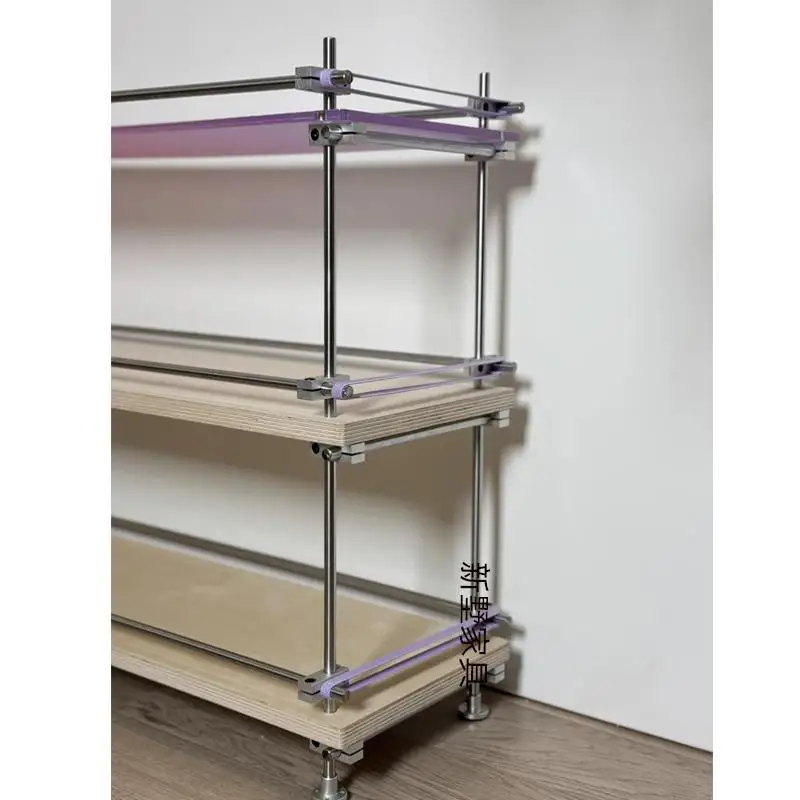 Medieval birch multi-layer baffle shelf floor-to-ceiling optical axis marine panel display rack color acrylic bookshelf