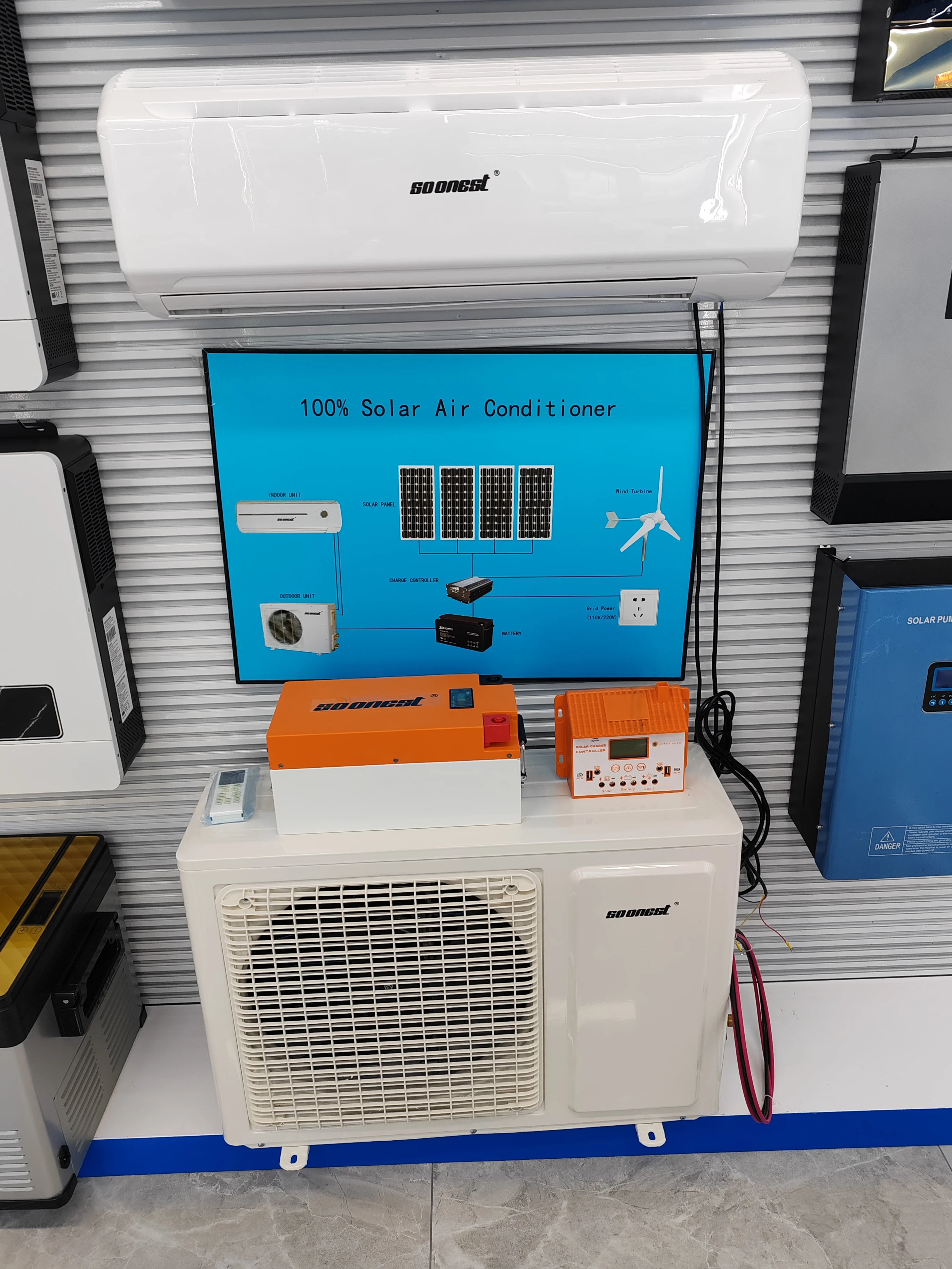 Кондиционер12000Btu 18000Btu DC AC Сплит-блок Солнечный кондиционер 18000Btu 100% комнатный соль Refrigeraci Solar Hybrid Solar