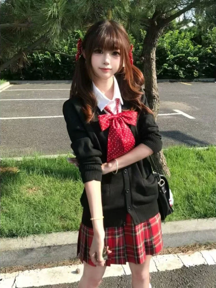 

Оригинальная красная клетчатая юбка Cisas, orm Set, плиссированная юбка, женский ансамбль Faion College Sle, осень-зима Jk Ou...