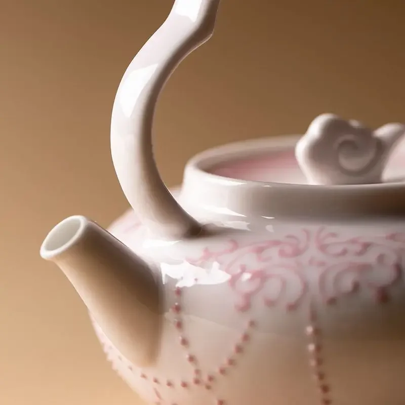 Jade mud Arita yaki hand-painted, Ruyi beam pot high value, ceramic tea pot, household kung fu tea set, ladies