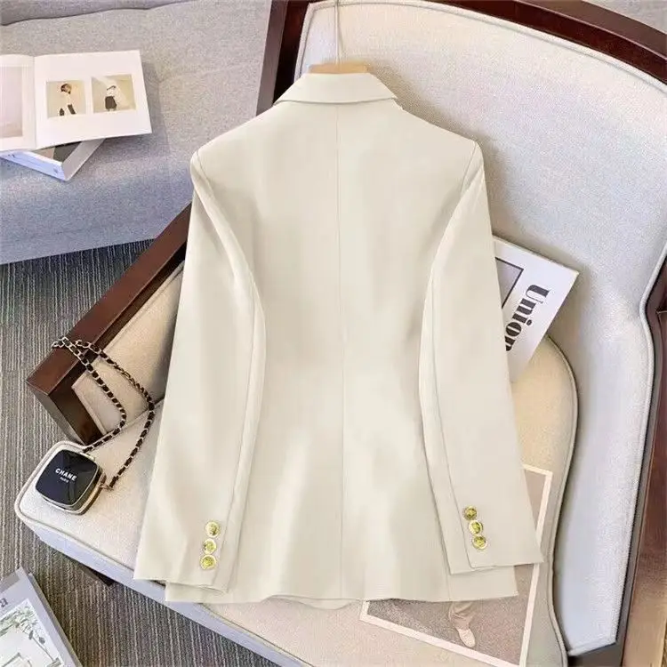 Autumn New Plus Size Solid Color Vintage Suit Jacket Long Sleeve Temperament Loose Cardigan Tops Casual Fashion Women Clothing