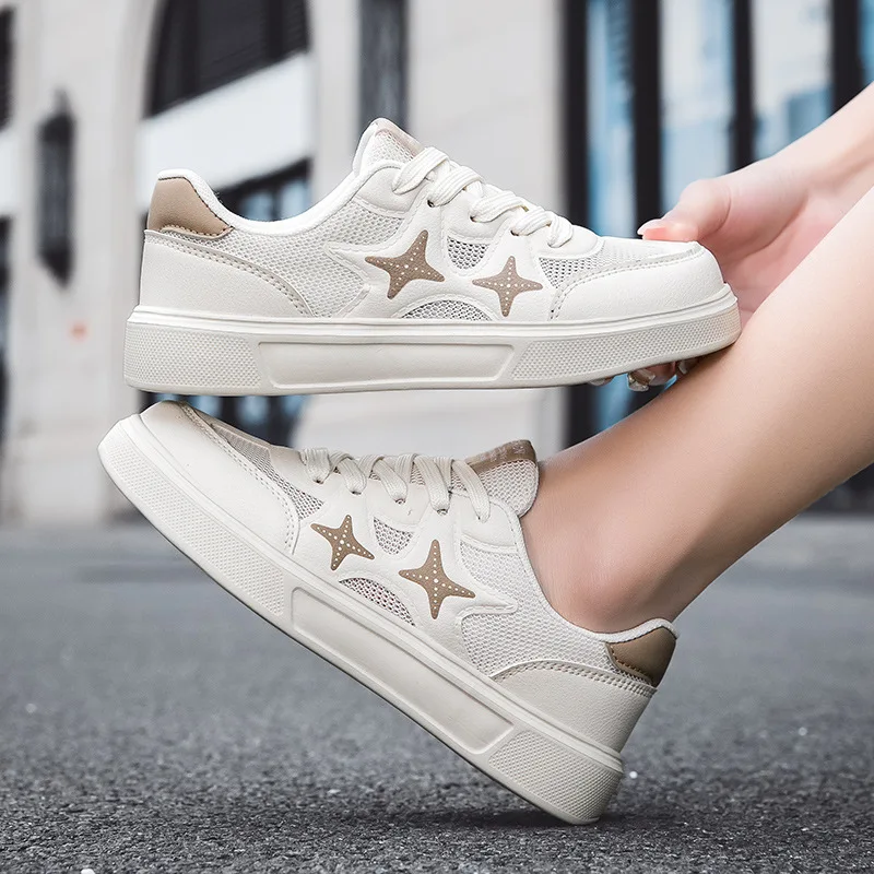 

Женские кроссовки на платформе, универсальная обувь со звездами, уличные кроссовки на шнуровке, повседневная спортивная обувь для бега, тенниса для женщин, размеры 35-40