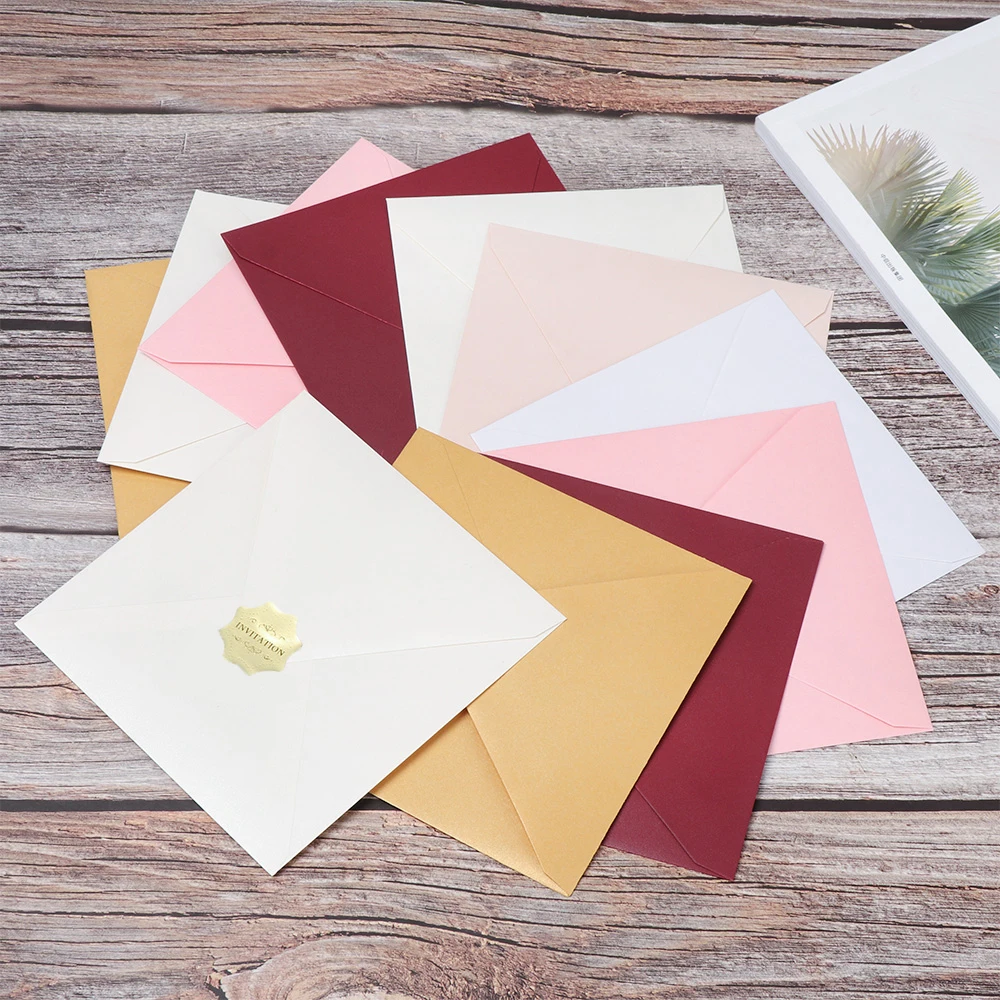 

10 PCS/lot Creative Pearlescent Multicolor Greeting Card Encased Envelope Bag Pearl Papers Square Paper Envelopes