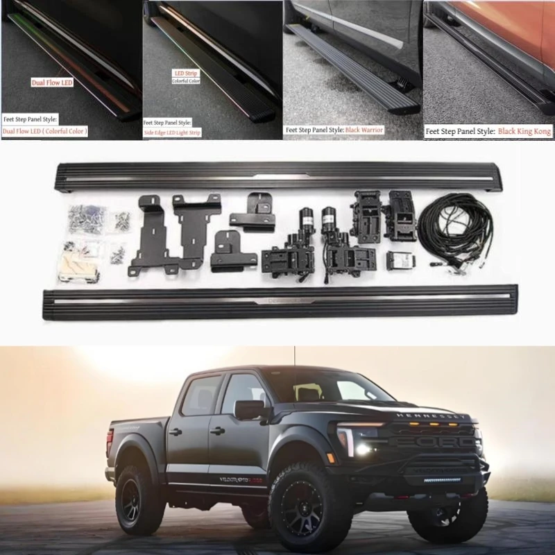For Ford F150 150 Raptor 2023 2024 2025 2026 Electric LED Running Board Automatic Side Step Retractable Foot Pedal Nerf Bar