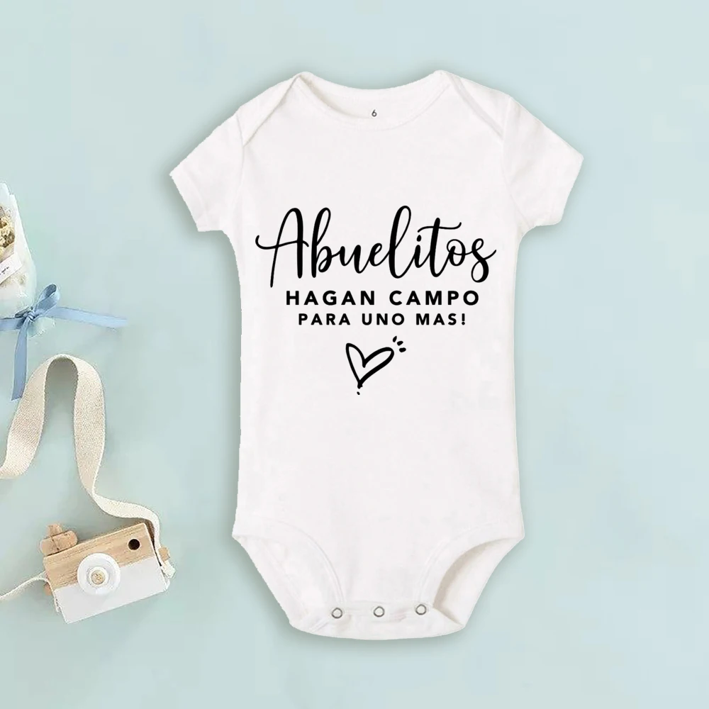 Grandparents Make Room for One More Spanish Pregnancy Announcement Romper Boys Girls Bodysuit Pregnancy Reveal Clothes