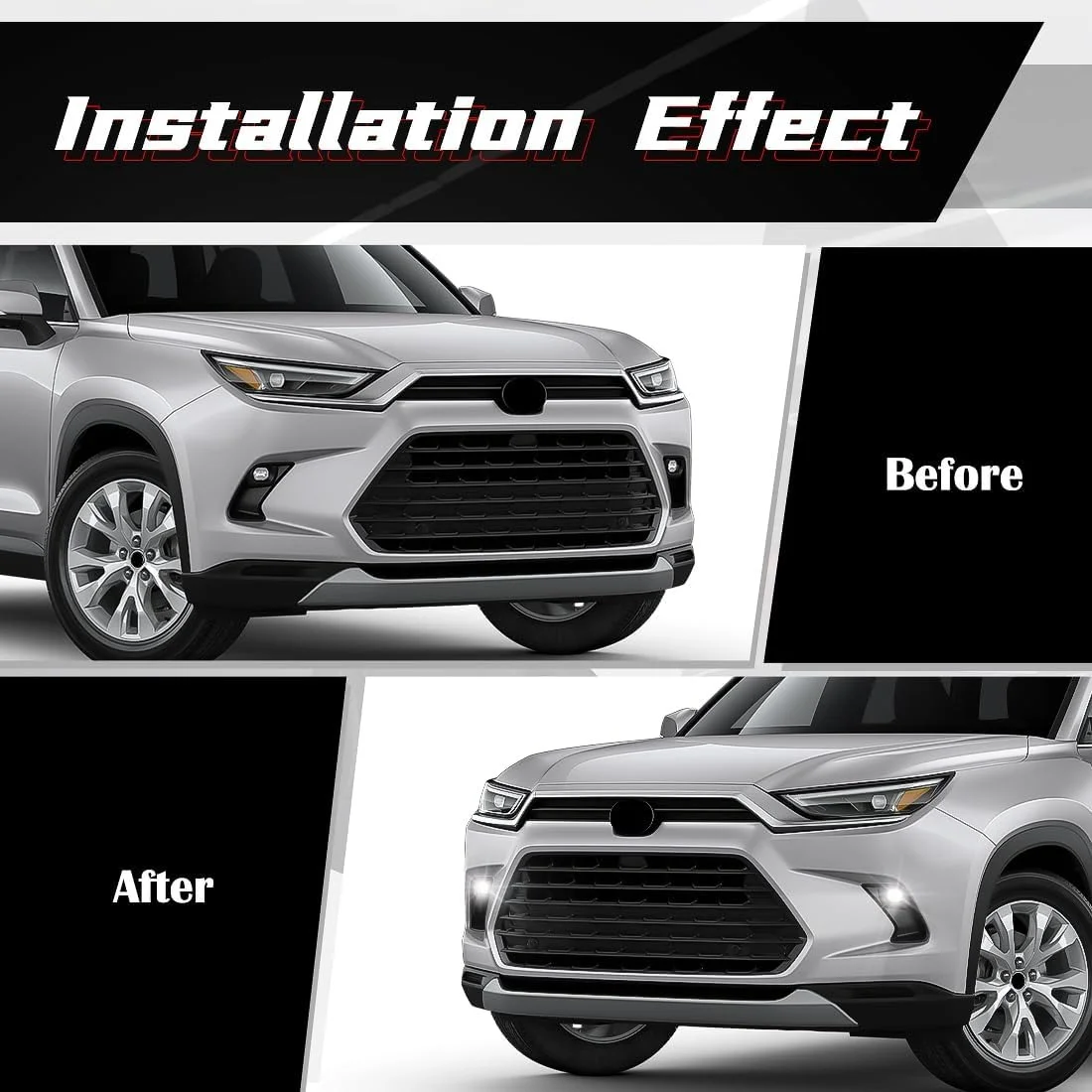LED Fog Lamp DRL Daytime Running Light Front Bumper Cover For Toyota Highlander 2024 Car Accessoires With Wire Switch Button
