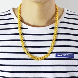 Jewelry around the neck AU750 large necklace to attract wealth boss chain 999 real gold necklace for men and women 18K 60 cm 70C