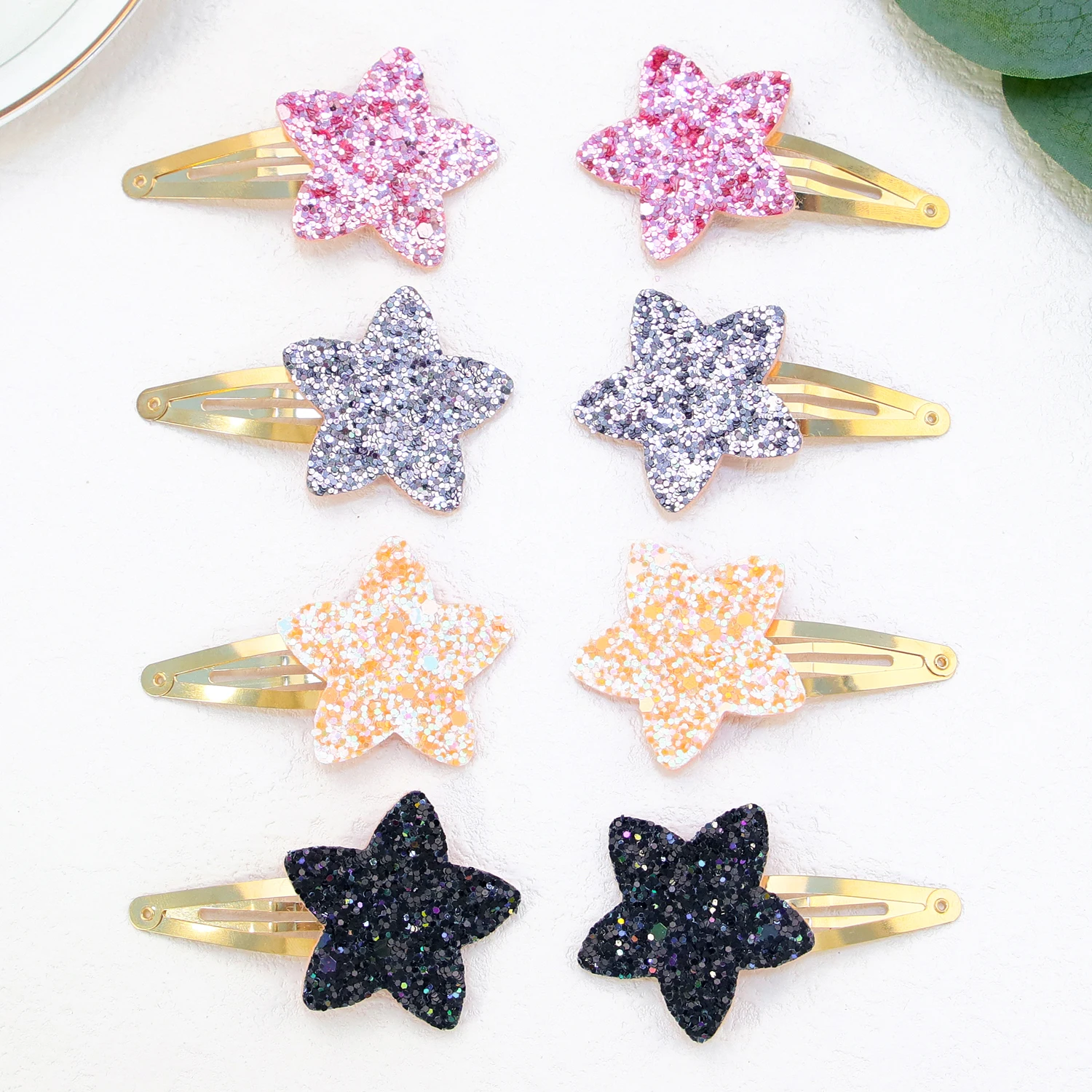 2/8pcs Sparkly Star Hair Clips Kids Glitter Star Shaped Hairpins Girls Alloy Snap Barrettes Clips Kids Children Hair Accessories