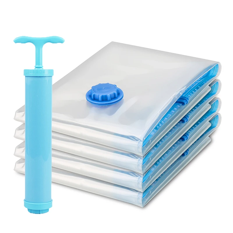 Vacuum Bag For Clothes Storage Bag With Valve Home Organizer Transparent Foldable Compressed Large Seal Space Saving Seal Bags