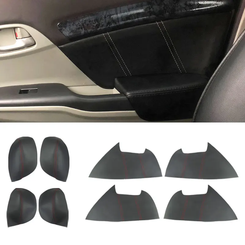 

For Honda Civic 9th Gen 2012 2013 2014 2015 4pcs Microfiber Leather Interior Door Panels Guards / Door Armrest Panel Cover Trim