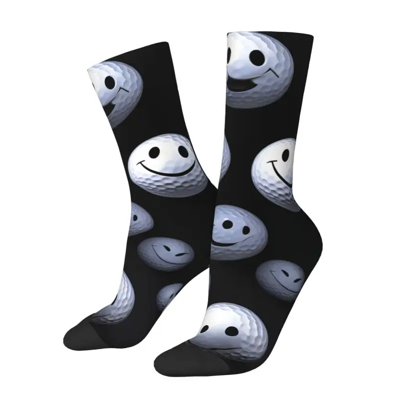 

Custom Novelty Print Smiley Golf Balls Socks for Women Men Stretch Summer Autumn Winter Crew Socks