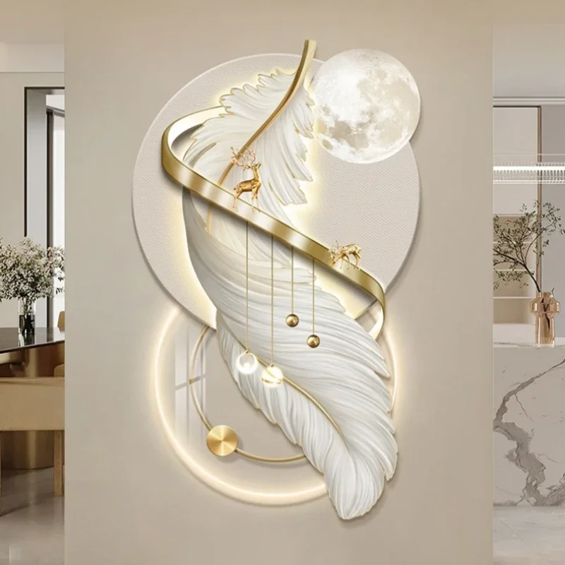 Entrance LED Mural Light Feather For Corridor Living Room Hallway Kitchen Modern Hanging Paintings Home Decoration Art Wall Lamp
